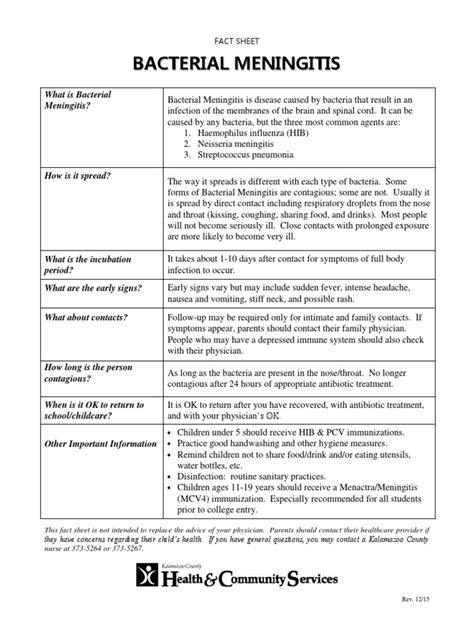 bacterial meningitis fact sheet